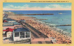 73961273 Coney_Island_New_York Boardwalk Beach And Steamboat Pier - Andere & Zonder Classificatie
