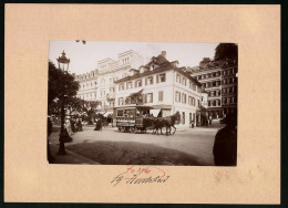 Fotografie Brück & Sohn Meissen, Ansicht Karlsbad, Pferdebahn In Der Strasse Neue Wiese, Hotel Hopfenstock  - Orte