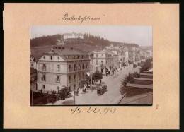 Fotografie Brück & Sohn Meissen, Ansicht Marienbad, Blick In Die Bahnhofstrasse Mit Villa Pretoria, Villa Alliance  - Orte