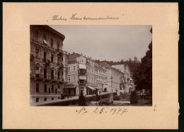 Fotografie Brück & Sohn Meissen, Ansicht Marienbad, Blick In Die Unter Kreuzbrunnenstrasse, Hotel Sonne, Wehr Gasse  - Lieux