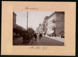 Fotografie Brück & Sohn Meissen, Ansicht Marienbad, Kaiserstrasse Mit Hotel Zur Eiche, Geschäfte, Hotel Kutschen  - Plaatsen