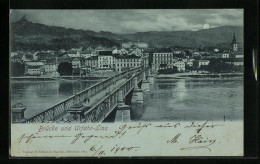 Mondschein-AK Linz-Urfahrt, Ortsansicht Von Der Brücke Gesehen  - Altri & Non Classificati