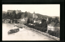 Foto-AK Grein A. D., Uferpartie Mit Dampferanlegestelle Aus Der Vogelschau  - Autres & Non Classés