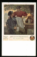 Künstler-AK Karl Friedrich Gsur: Deutscher Schulverein Nr. 463: Lied, Das Schwarz-braune Bier  - War 1914-18