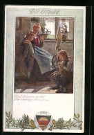 Künstler-AK Karl Friedrich Gsur: Deutscher Schulverein Nr. 196: Die Züchtige Hausfrau  - War 1914-18