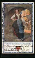 Künstler-AK Karl Friedrich Gsur: Deutscher Schulverein Nr. 372: Von Allen Den Mädchen... - Junge Frau Im Dirndl  - Guerre 1914-18