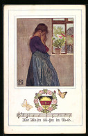 Künstler-AK Karl Friedrich Gsur: Deutscher Schulverein Nr. 1065: Weinendes Mädchen Am Fenster  - War 1914-18