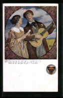 Künstler-AK Karl Friedrich Gsur: Deutscher Schulverein Nr. 459: Student Mit Gitarre Singt Für Sein Mädchen  - Guerre 1914-18