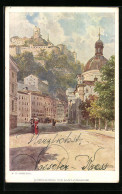 Künstler-AK Edward Theodore Compton: Hohensalzburg Und Kajetanerkirche  - Compton, E.T.