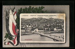 AK Rosenheim, Ortsansicht Mit Brücke Und Bergpanorama  - Rosenheim