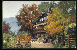 Cartolina Obermais Bei Meran, Haus Mit Balkon Und Wäscheleine  - Autres & Non Classés