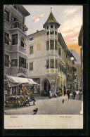 Cartolina Bozen, Göthe-Strasse Mit Cafe Gostner, Dackel  - Bolzano (Bozen)