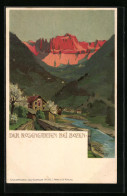 Artista-Cartolina Rosengarten, Berghütte Bei Sonnenuntergang  - Sonstige & Ohne Zuordnung