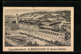 AK Baden-Baden, Cigarettenfabrik A. Batschari Aus Der Vogelschau  - Cultures
