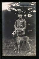 Foto-AK Sanke Nr. 362: Oberleutnant Max Immelmann In Uniform Mit Diensthund  - 1914-1918: 1st War