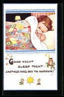 Künstler-AK Mabel Lucie Attwell: Good Night Sleep Tight - Another Nice Day To-morrow!, Owl  - Attwell, M. L.