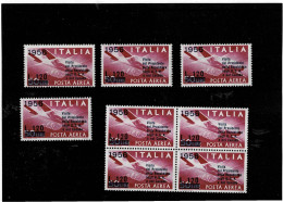 ITALIA REPUBBLICA ,"Visita Presidente" 120L.su 50L. Lilla ,8 Pezzi MNH ,con Gomma Po Scura ,qualita Buona - 1946-60: Nuovi