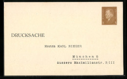 AK Ganzsache Deutsche Reichspost, Adressiert An Herrn Karl Rieger, München 8, Äussere Maximilianstr. 3 /III  - Briefkaarten