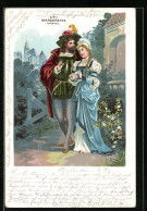Lithographie Faust, III. Akt, Margarethe Im Garten  - Fairy Tales, Popular Stories & Legends