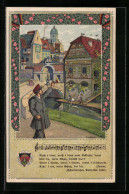 Künstler-AK T. Welzl: Deutscher Schulverein Nr. 4, Muss I Denn, Muss I Denn Zum Städtele Hinaus..., Volkslied  - Guerre 1914-18