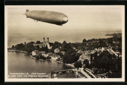 AK Friedrichshafen A. B., Luftschiff LZ127 Graf Zeppelin über Dem Bodensee  - Zeppeline