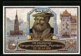 Künstler-AK Nürnberg, VIII. Deutsches Sängerbundesfest 1912, Hans Sachs, Denkmal, Brunnen  - Other & Unclassified