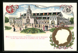 Präge-Lithographie Frankfurt A. M., Wettstreit Deutscher Männer-Gesangvereine 1903, Festhalle, Kaiserpaar Wilhelm II.  - Other & Unclassified