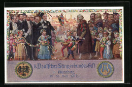 Künstler-AK Nürnberg, 8. Deutsches Sängerbundesfest 1912, Alter Mann Und Junge Mit Lauten  - Sonstige & Ohne Zuordnung