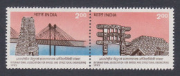 Inde India 1992 MNH Se-tenant Bridge & Structural Engineering, Stupa, Temple, Buddhism, Hinduism, Suspension Bridges - Ongebruikt