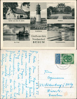 Ansichtskarte Büsum MB: Fischer, Leuchtturm, Abendstimmung 1953 - Autres & Non Classés
