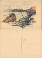 Ansichtskarte  WK2 Militaria Künstlerkarte Norge Norway Schiff 1940 - Guerre 1939-45