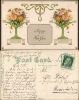 Ansichtskarte  Jugenstil Happy New Year Neujahr/Sylvester 1911 Goldrand - New Year