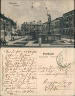 Ansichtskarte Traunstein Stadtplatz Personen Brunnen Geschäfte 1908 - Traunstein