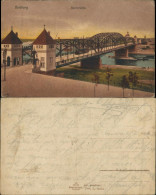 Ansichtskarte Duisburg Rheinbrücke Straßenbahn 1917 - Duisburg