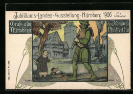 Künstler-AK Nürnberg, Jubiläums-Landes-Ausstellung 1906, Das Dudelsack-Pfeifferlein  - Expositions