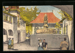 AK Bern, Schweizer Landesausstellung 1914, Das Dörfli, Passanten Am Brunnen  - Exhibitions