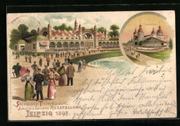 Lithographie Leipzig, Sächs.-Thür. Industrie- Und Gewerbe-Ausstellung 1897, Wiener Café, Ausstellungsgebäude  - Ausstellungen