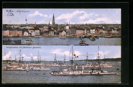 AK Kiel, Totale Und Kriegshafen Von Bellevue Gesehen  - Warships