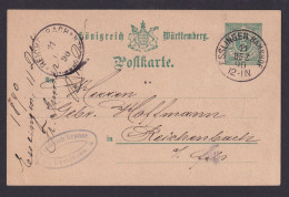 Bahnpost Altdeutschland Württemberg K1 ESSLINGEN BAHNHOF Königreich Ganzsache - Postal  Stationery