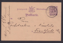 Bahnpost Altdeutschland Württemberg K1 ULM BAHNHOF Königreich Ganzsache - Postal  Stationery