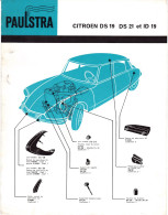 Automobile - Fiche Technique Paulstra - Joints D'étanchéité & Pièces Diverses - Citroën DS 19 & 21 & ID 19 - Levallois - Cars