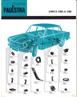 Automobile - Fiche Technique Paulstra - Joints D'étanchéité Et Pièces Diverses - Simca 1300 & 1500 - Levallois-Perret - Automobile