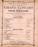 Programme 1890 - Salle Rue Ronchaux à Besançon (25) - Grand Concert - RENUCCINI - Besancon