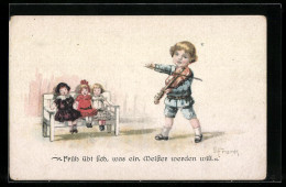 Künstler-AK Elly Frank: Kind Spielt Geige Für Die Puppen  - Frank, Elly