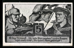 Künstler-AK Soldaten Von Heer Und Marine, Reichskriegsflagge, Kriegshilfe  - Guerre 1914-18