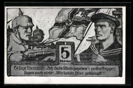 Künstler-AK Soldaten Von Heer Und Marine, Reichskriegsflagge, Kriegshilfe  - Guerre 1914-18
