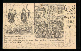 Lithographie Fahrt Der Reserve Aus Dem Manöver, Noch 49 Tage  - Guerre 1914-18