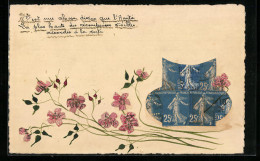 AK Briefmarkencollage, Blumen Mit Vase  - Timbres (représentations)