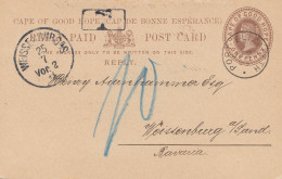 South Africa 1893: Post Card Port Elizabeth To Weissenburg, Tax - Other & Unclassified