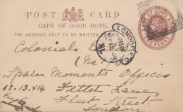 South Africa 1909: Post Card Cape Colony To London - Autres & Non Classés